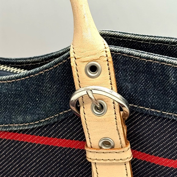 Burberry Blue Label Denim Striped Tote w/ COA ✅ Y2K Vintage - Picture 16 of 16